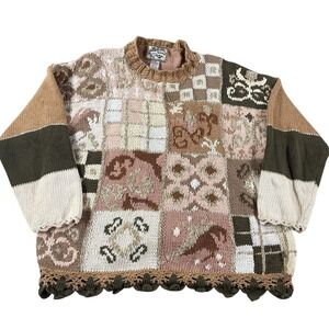 Vintage Fall Sweater Heirloom Collectibles Farm Autumn Knit‎ Women's Medium 90s